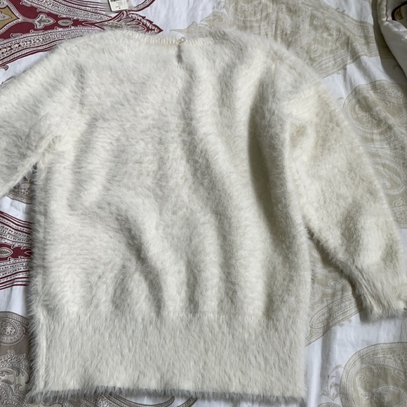 Anthropologie White Cream Fuzzy Sweater - Picture 3 of 3